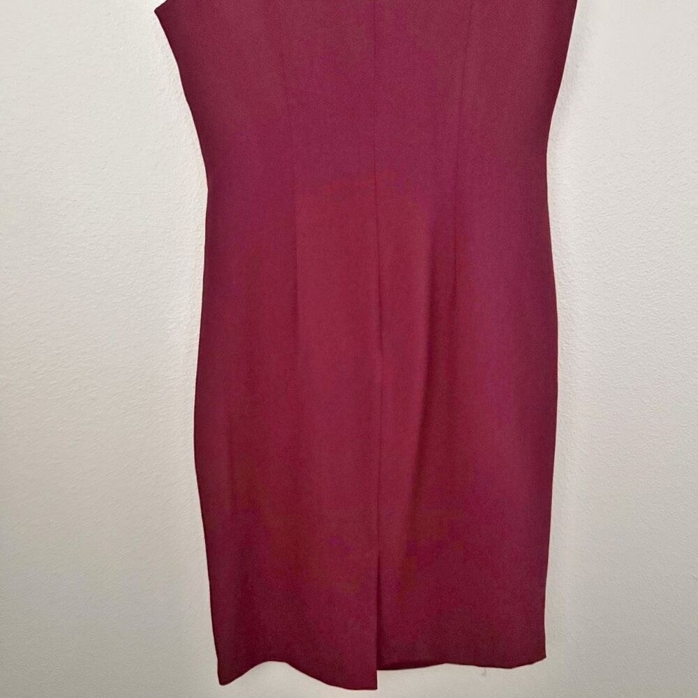 ADRIANNA PAPELL | Wine Maroon Burgundy Ruched Sleeveless Sheath Dress | Size 6 - Picture 5 of 8